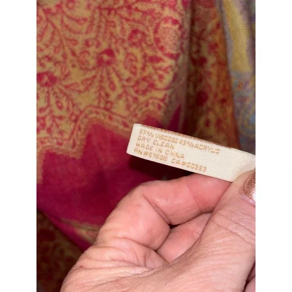 Collection XVIII Pink Orange Paisley Pashmina Wrap Scarf with Fringe Trim - Picture 6 of 6